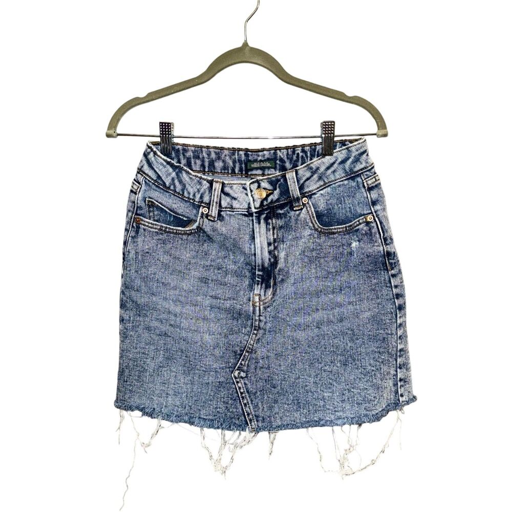 Wild Fable Skirt Women's Size 4 Raw Hem Short A Line Distress Cotton Light Blue